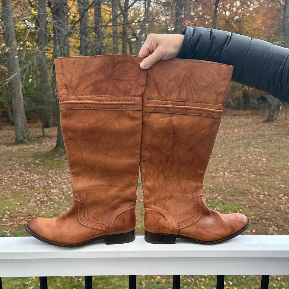 Vintage Frye Melissa Riding Boots Brown Leather Knee-High 76422 - Picture 8 of 16